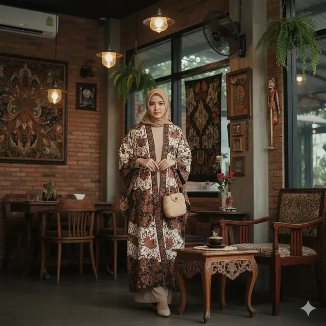 Model Outer Batik Panjang Layering