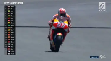 Pebalap Repsol Honda, Marc Marquez, memenangi balapan MotoGP Spanyol 2018 yang diwarnai drama kecelakaan Andrea Dovizioso, Jorge Lorenzo, dan Dani Pedrosa di Sirkuit Jerez, Minggu (6/5).