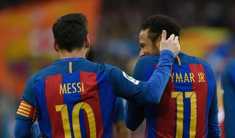 Lionel Messi dan Neymar di Barcelona. (AFP/Lluis Gene)