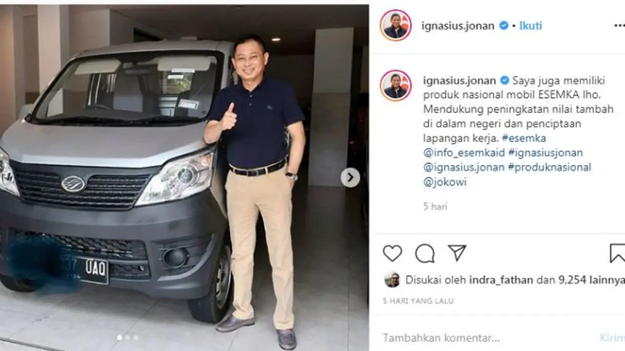 Ignasius Jonan Juga Sudah Beli Esemka Bima (Instagram)