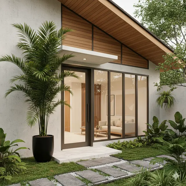 8 Model Rumah Kecil Tapi Luas dengan Tanaman Daun Panjang di Sudut Rumah, Asri dan Nyaman untuk Hunian Modern