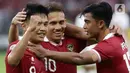 Pemain tengah timnas Indonesia, Witan Sulaeman (kiri) merayakan golnya ke gawang Kamboja pada kualifikasi Grup A Piala AFF 2022 di Stadion Utama Gelora Bung Karno, Jakarta, Jumat (23/12/2022). Egy Maulana Vikry dan Witan Sulaeman berhasil melesakkan gol ke gawang Kamboja hingga laga berakhir dengan kemenangan Indonesia 2-1. (Liputan6.com/Helmi Fithriansyah)