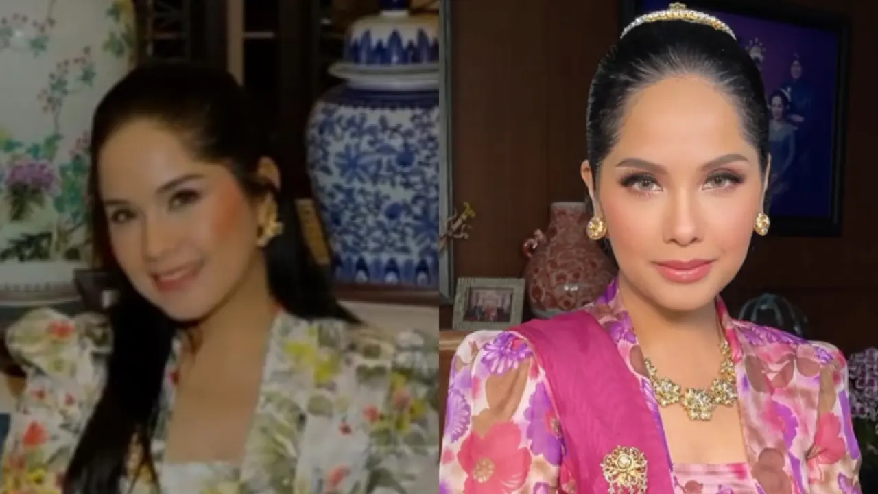 Annisa Pohan Ketika Mengenakan Kebaya Kutu Baru Motif Bunga-Bunga