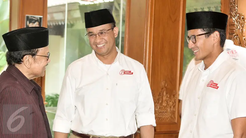 Calon gubernur dan wakil gubernur DKI Jakarta Anies Baswedan - Sandiaga Uno mengunjungi Presiden ke-3 Republik Indonesia, BJ Habibie 