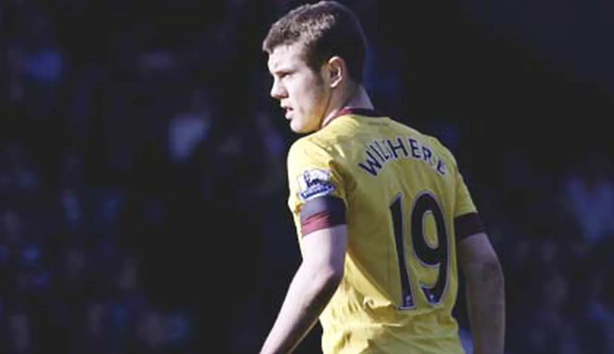 Ekspresi gelandang Arsenal Jack Wilshere di laga lanjutan premiership melawan West Bromwich Albion di The Hawthorns, 19 Maret 2011. AFP PHOTO / IAN KINGTON