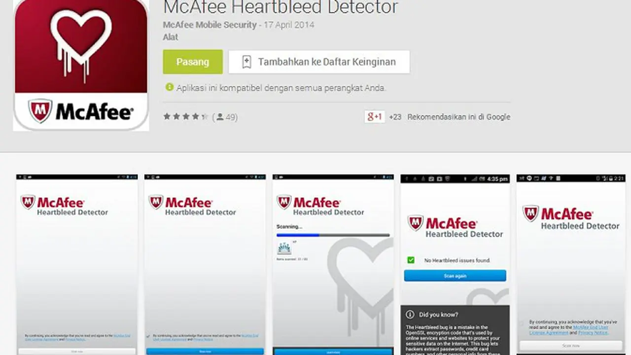 Heartbleed Merajalela, McAfee Rilis Aplikasi Pelindung Android
