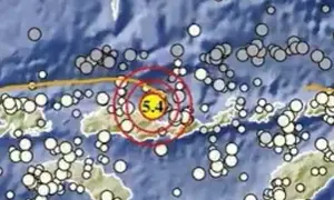 Gempa Magnitudo 5,4 mengguncang wilayah Nagekeo, NTT, Senin (17/8/2026), pukul 10:36:41 WIB. (Liputan6.com/ Dok BMKG)