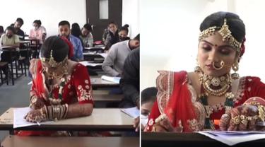 Ujian Semester Bertepatan dengan Hari Pernikahan, Wanita Ini Pergi Tes dengan Pakaian Pengantin