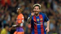 Lionel Messi yang menorehkan berbagai prestasi mengkilap bersama Barcelona ini merupakan didikan Akademi La Masia Barcelona. (AFP/Lluis Gene)