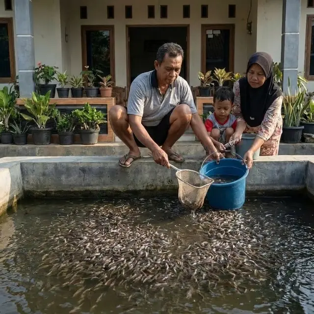 Panen benih ikan lele (Gemini AI)