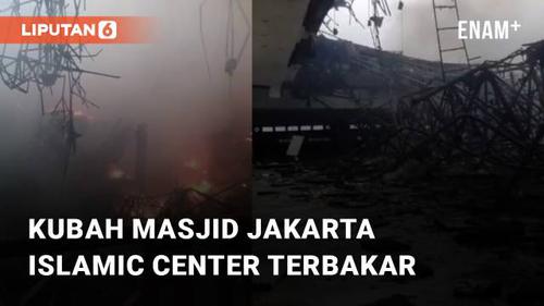 VIDEO: Sedang Direnovasi, Kubah Masjid Jakarta Islamic Center Terbakar