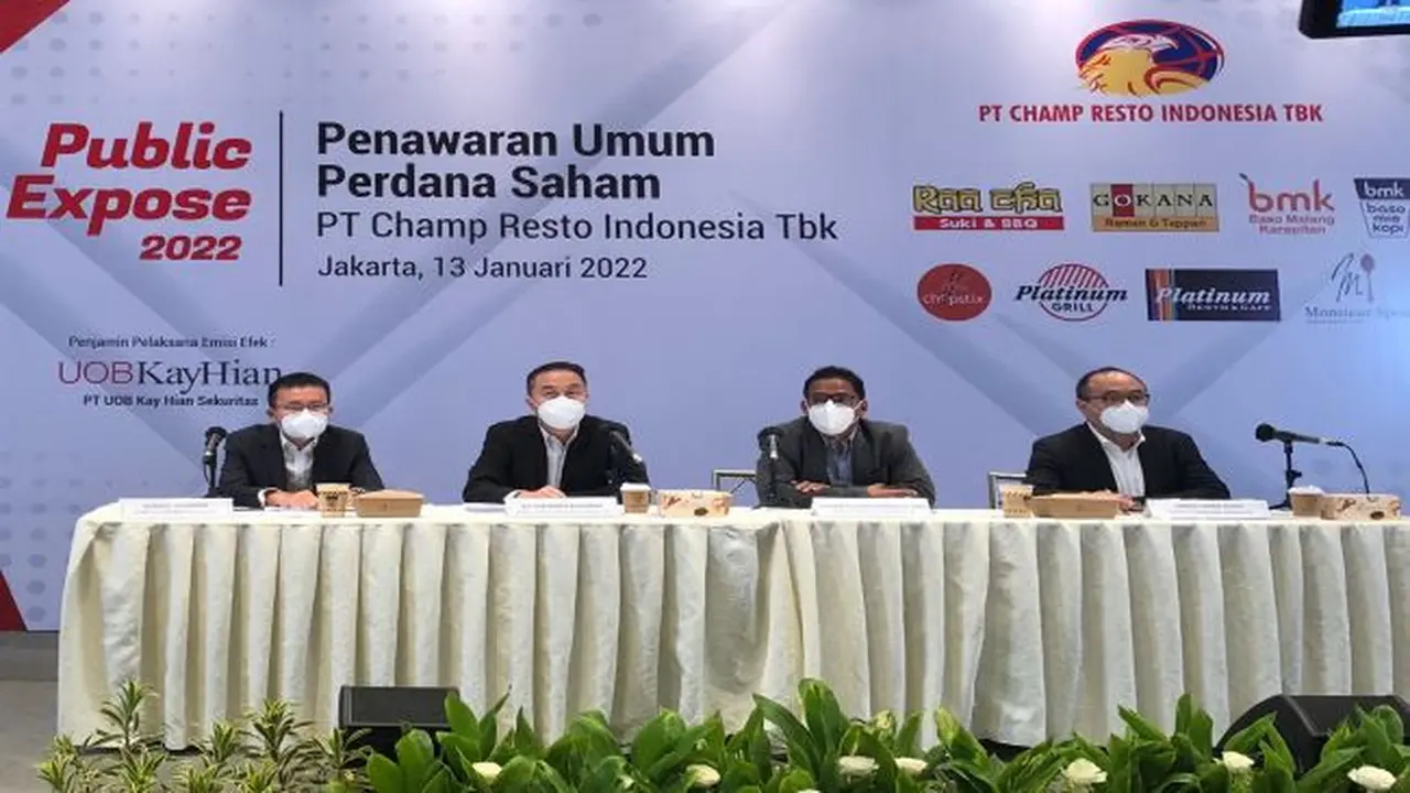Paparan publik IPO PT Champ Resto Indonesia Tbk, Kamis (13/1/2022) (Foto: Liputan6.com/Pipit I)