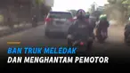 Dua korban yang berboncengan tampak terpincang-pincang usai kejadian.