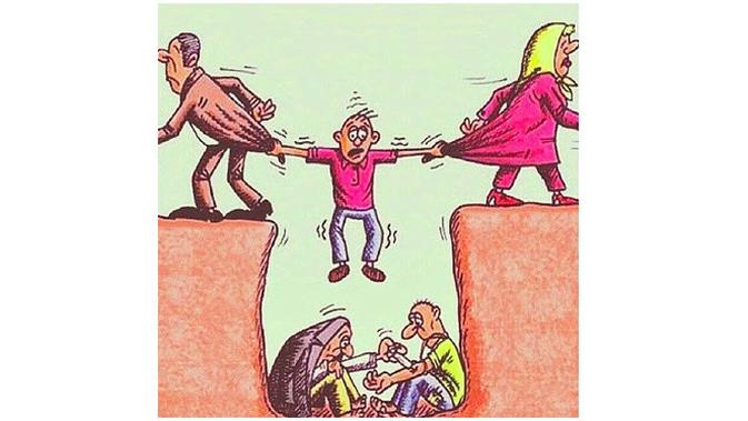 Ilustrasi sindir kehidupan manusia zaman sekarang (Sumber : Brightside)