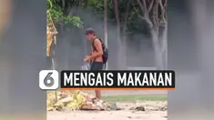 BULE DI BALI MENGAIS SISA MAKANAN DARI SESAJEN