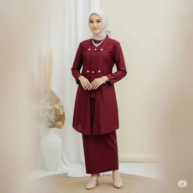 Baju Kondangan Burgundy. Foto: Gemini