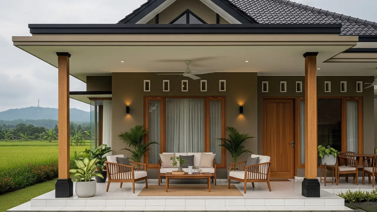 Rumah Kampung 1 Lantai dengan Teras Lebar (Gemini AI)