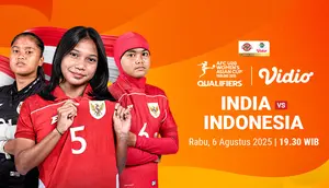 Indonesia U-20 Putri vs India Kualifikasi Piala Asia Women's U-20 2026. (Sumber: dok. vidio.com)