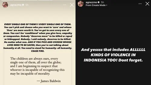 Agnez Mo Tegas Serukan All Eyes on Rafah Usai Dirujak Netizen, Suarakan  Dukungan untuk Palestina - ShowBiz Liputan6.com