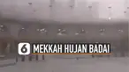 Terlihat langit mendung dan air hujan mengguyur Ka'bah beberapa hari lalu.