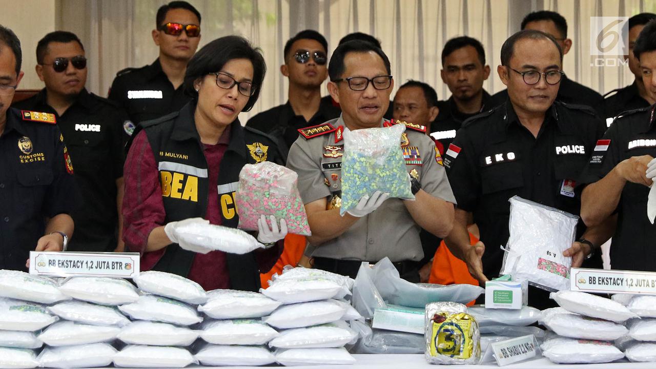 Kapolri dan Menkeu Rilis 1,2 Juta Butir Pil Ekstasi Asal Belanda