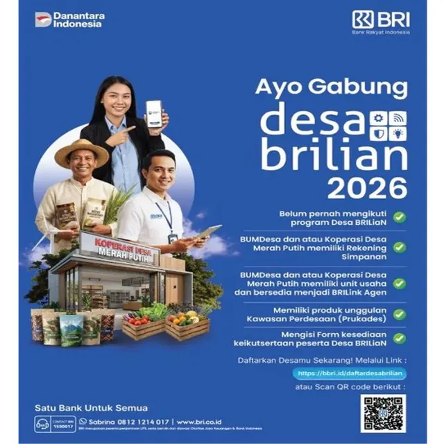 BRI Buka Pendaftaran Desa BRILiaN 2026, Dorong Desa Jadi Motor Ekonomi Nasional