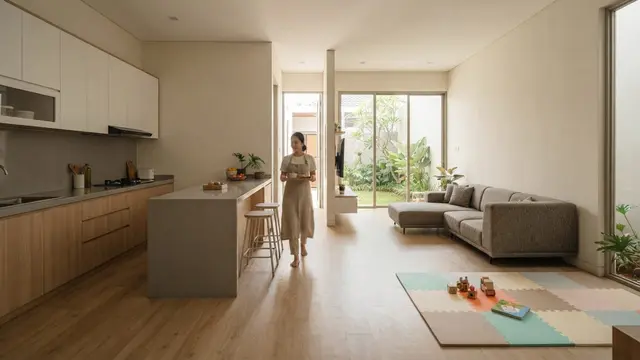 Ide Desain Dapur dan Ruang Tamu Menyatu untuk Rumah Modern