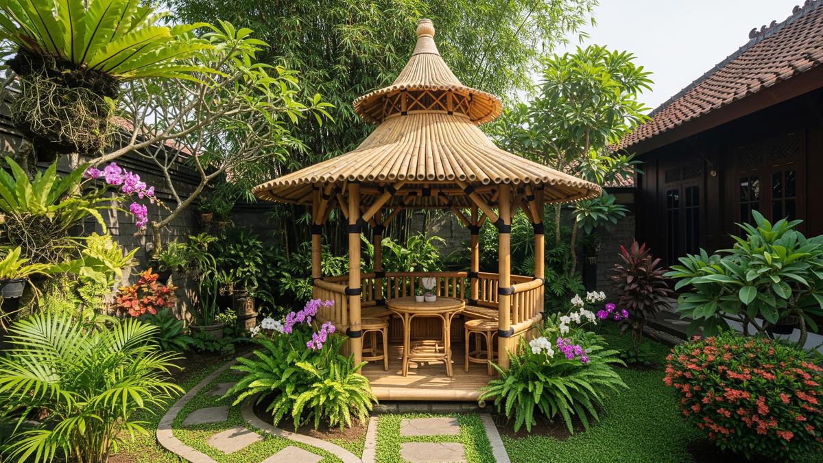 9 Ide Gazebo Mini dari Bambu untuk Tengah Kebun Belakang Rumah, Aman dan Teduh