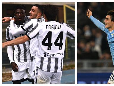 Dua tim papan atas Liga Italia, Juventus dan Lazio sama-sama memetik tiga poin penuh atas lawan-lawannya pada pekan ke-14 Liga Italia 2022/2023 yang digelar Jumat (11/11/2022) dini hari WIB. Juventus sukses menang 1-0 atas tuan rumah Verona, sementara Lazio juga menang 1-0 atas tamunya Monza. (Kolase AFP dan AP)