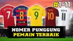 Video pemain sepak bola terbaik sepanjang sejarah dengan nomer punggung 1 sampai 11, salah satunya Lionel Messi dengan nomer punggung 10.