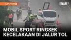 MOBIL SPORT KECELAKAAN DI JALUR TOL JOMBANG-MOJOKERTO