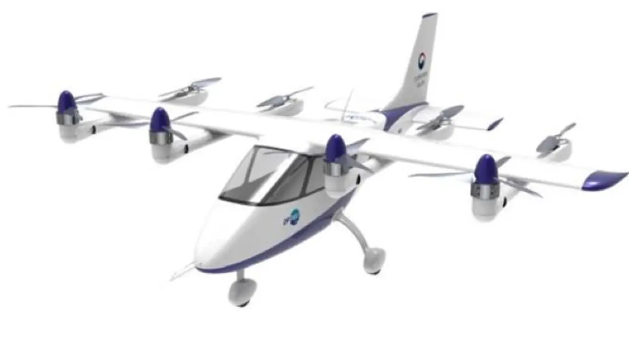 Taksi terbang berjenis Optionally Piloted Personal/Passenger Air Vehicle (OPPAV) merupakan kendaraan yang dikembangkan oleh Korea Aerospace Research Institute (KARI) dan Hyundai Motors Company (HMC). (Foto: OIKN)