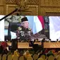 Wakil Presiden Wa'ruf Amin saat mengikuti pengukuhan guru besar Unesa. (Dian Kurniawan/Liputan6.com)