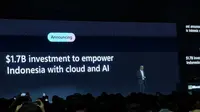 CEO Microsoft Satya Nadella saat berbicara di atas panggung dalam event Microsoft Build di Jakarta, Selasa (30/4/2024). Liputan6.com/Agustinus Mario Damar