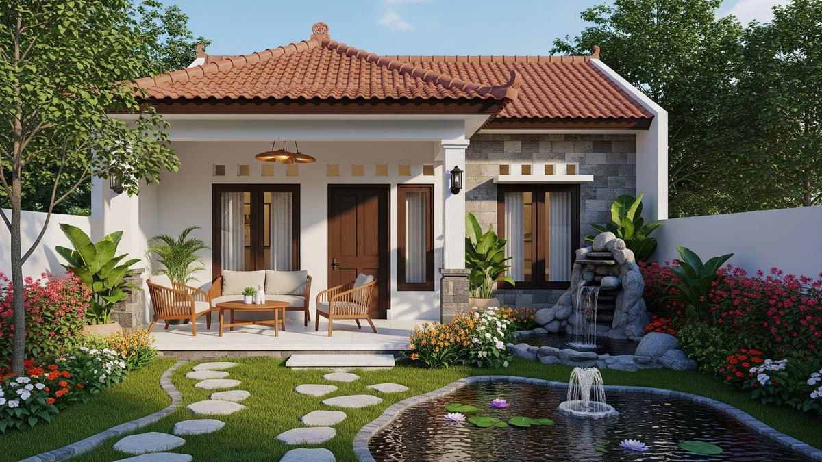 8 Model Rumah 6x9 dengan Teras Menghadap Kolam dan Kebun Mini, Cocok untuk Keluarga Kecil