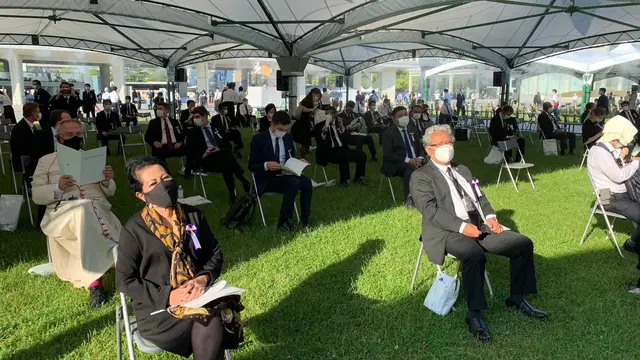 Dubes RI di Tokyo, Heri Akhmadi dalam acara Peringatan Bom Hiroshima di Hiroshima Peace Memorial Museum, Jumat (6/8).