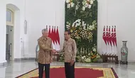 Presiden Jokowi menyambut kunjungan PM Singapura Lee Hsien Loong di Istana Kepresidenan Bogor, Senin 29 April 2024. (Liputan6.com/Lizsa Egeham)