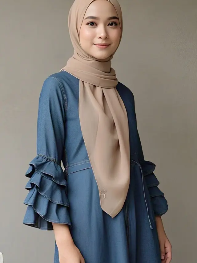 Model Gamis Denim dan Gaya Hijab 2025