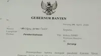 Surat permohonan peminjaman uang dari Pemprov Banten ke Bank Jabar-Banten (BJB) senilai Rp800 miliar mendadak jadi perbincangan hangat di masyarakat. (Liputan6.com/ Ist)