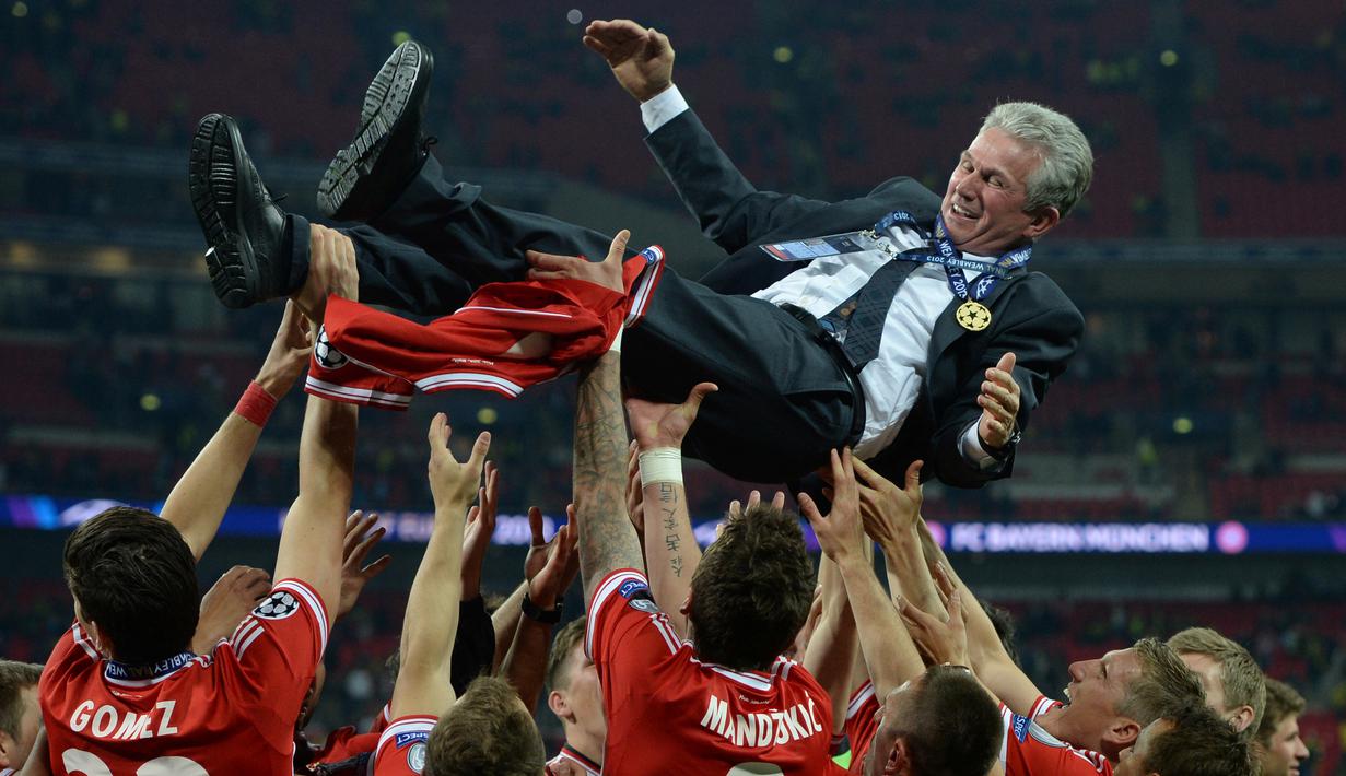Jupp Heynckes yang pernah melatih Real Madrid dan Bayern Munchen menempati posisi teratas daftar pelatih dengan rasio kemenangan tertinggi di Liga Champions dengan meraih 41 kemenangan dari 59 pertandingan atau 69,5 persen. (AFP/Patrik Stollarz)