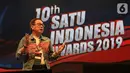 Presiden Direktur Astra Prijono Sugiarto memberi sambutan pada Malam Penghargaan 10th SATU Indonesia Awards 2019 di Jakarta, Jumat (4/10/2019). 
Malam penghargaan yang digelar pada IdeaFest 2019 mengangkat tema Age of Pride dan semangat #KebanggaanIndonesia. (Liputan.com/HO/Eko)