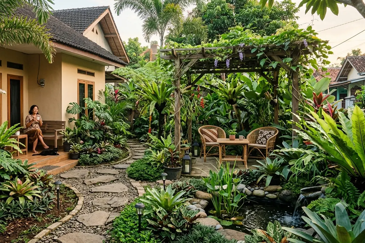 Inspirasi Taman Rumah dengan Nuansa Hutan Tropis sebagai Solusi Halaman Asri dan Estetik