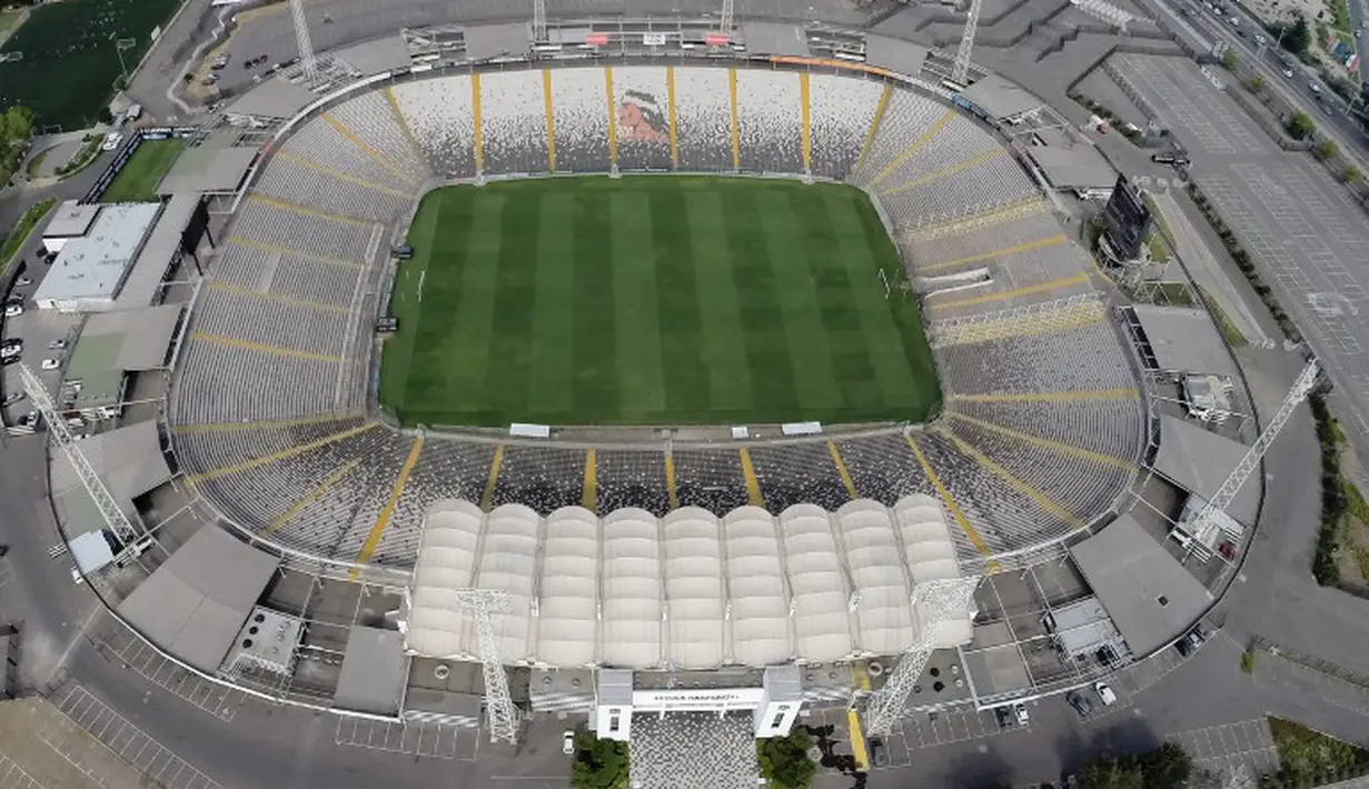Penampakan Monumental Stadium dari udara. Stadion tersebut akan digunakan untuk pagelaran Copa Amerika 2015 di Chili, Selasa (21/04/2015). Sumber : AFP