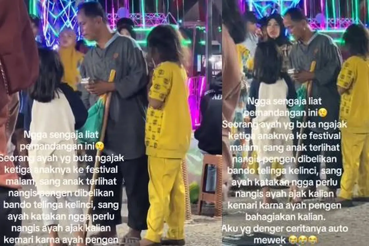 Viral Momen Ayah Tunanetra Ajak Buah Hati Main Ke Pasar Malam Ini Bikin Haru