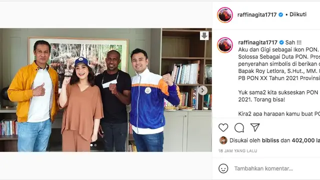 Raffi Ahmad dan Nagita Slavina Jadi Ikon PON Papua 2021