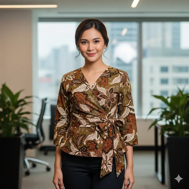 Batik Wrap Top (Model Silang Ikat)