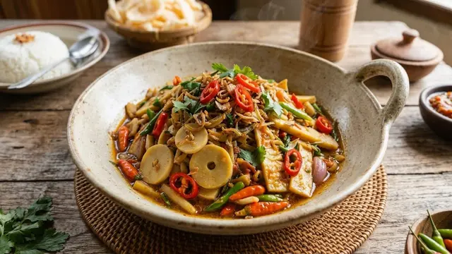 Ilustrasi Resep Tumis Rebung Pedas