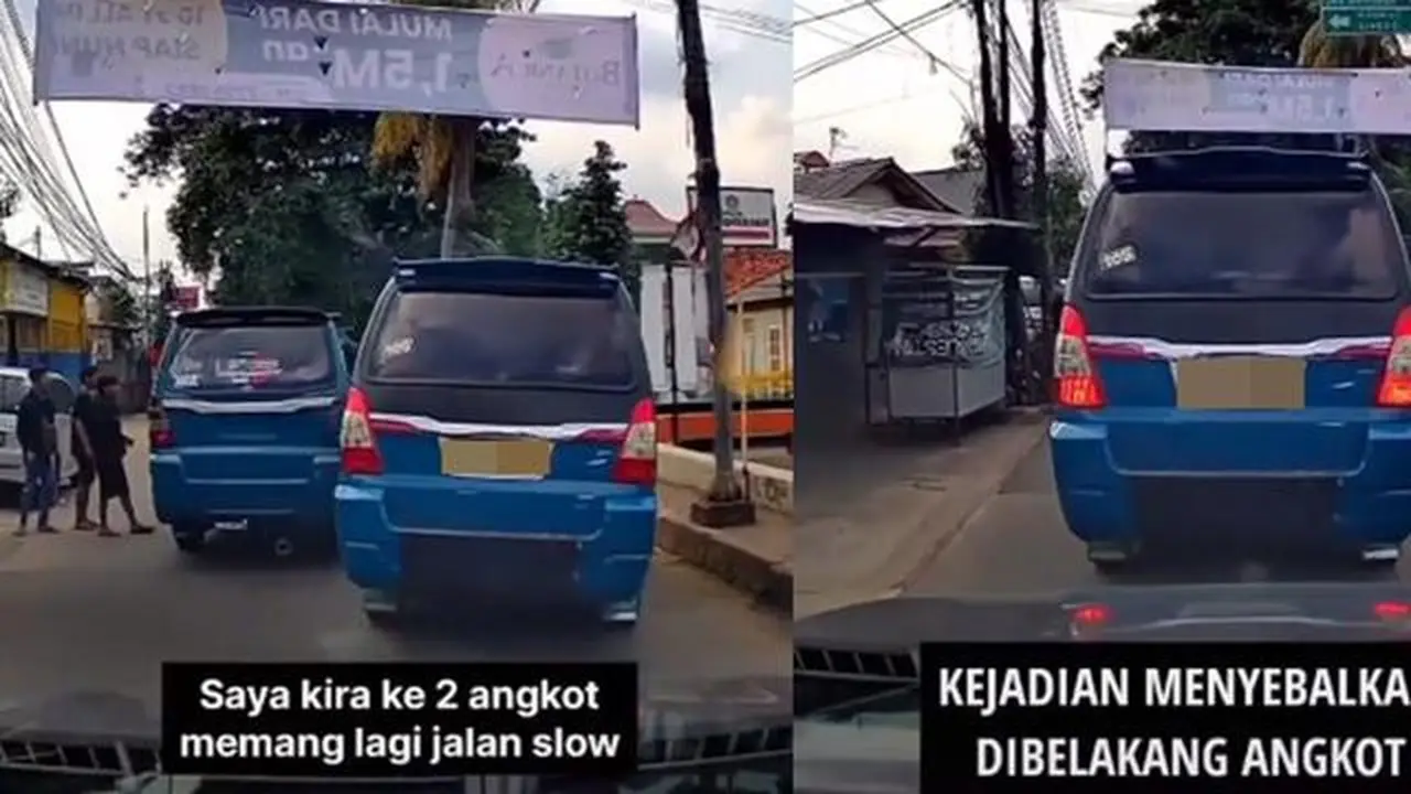 Angkot memblokade jalan (TikTok/@dionbanget)