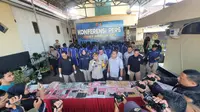 Konferensi pers pengungkapan kasus narkotika yang menjerat 37 tersangka, di Halaman Polres Sukabumi Kota  (Liputan6.com/Fira Syahrin)