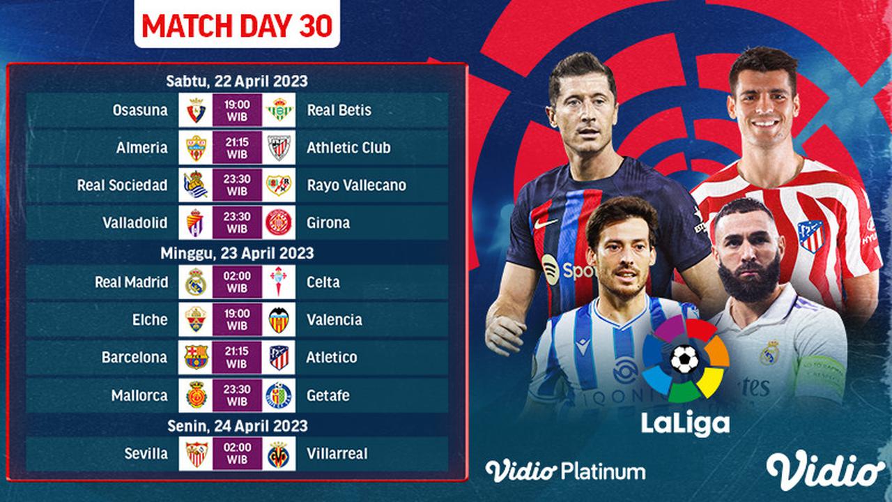 Jadwal La Liga Jornada ke-30 Live Vidio 22-24 April : Espanyol Vs Cadiz, Real Madrid Vs Celta